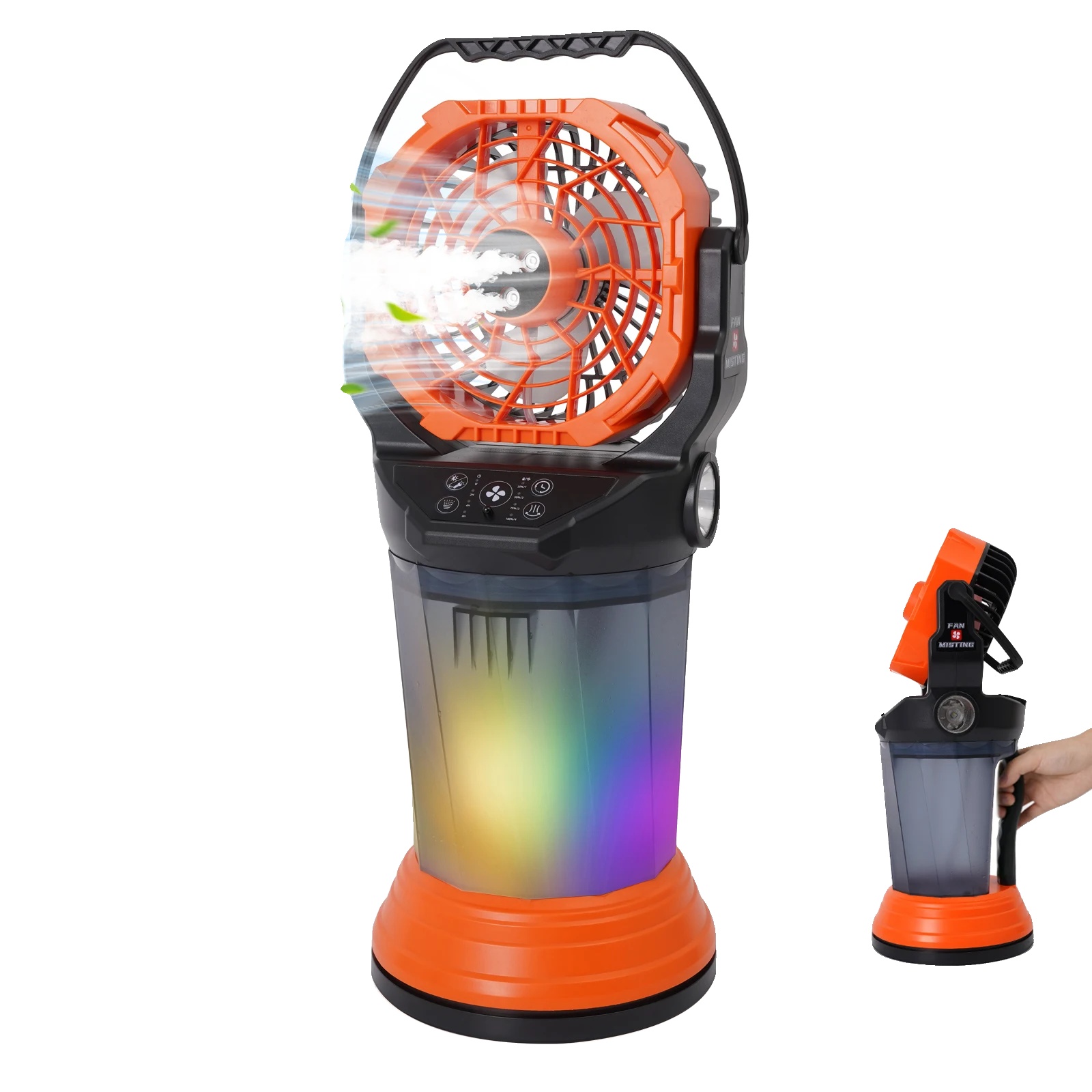 Nebelventilator, Multifunktional, Tragbares Design, Orange