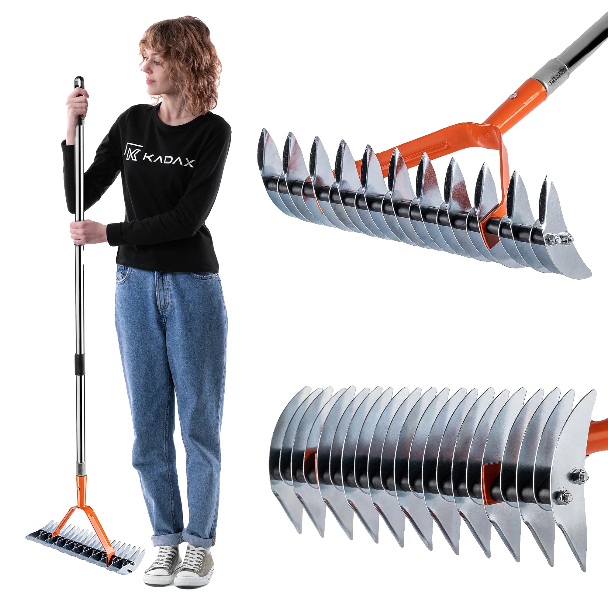 Rasenbelüfter, Doppelseitiges Design, Ergonomischer Griff, Orange