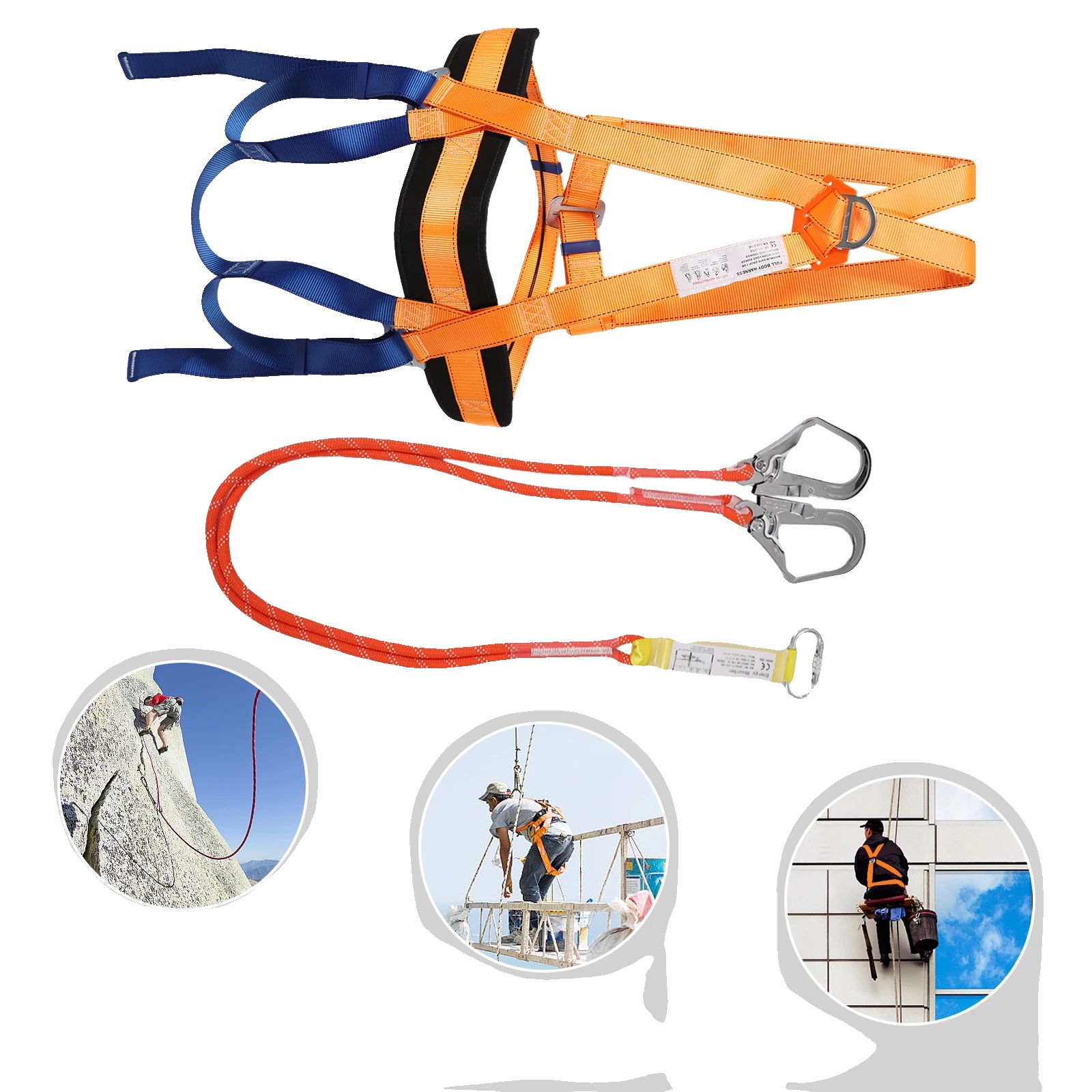 Sicherheitsgurt, Polyester-material, Maximale Sichere Fallhöhe 1,8 M, Sichere Arbeitslast 800 Kg, Seillänge 1,2 M, Maximale Bremskraft 272,16 Kg