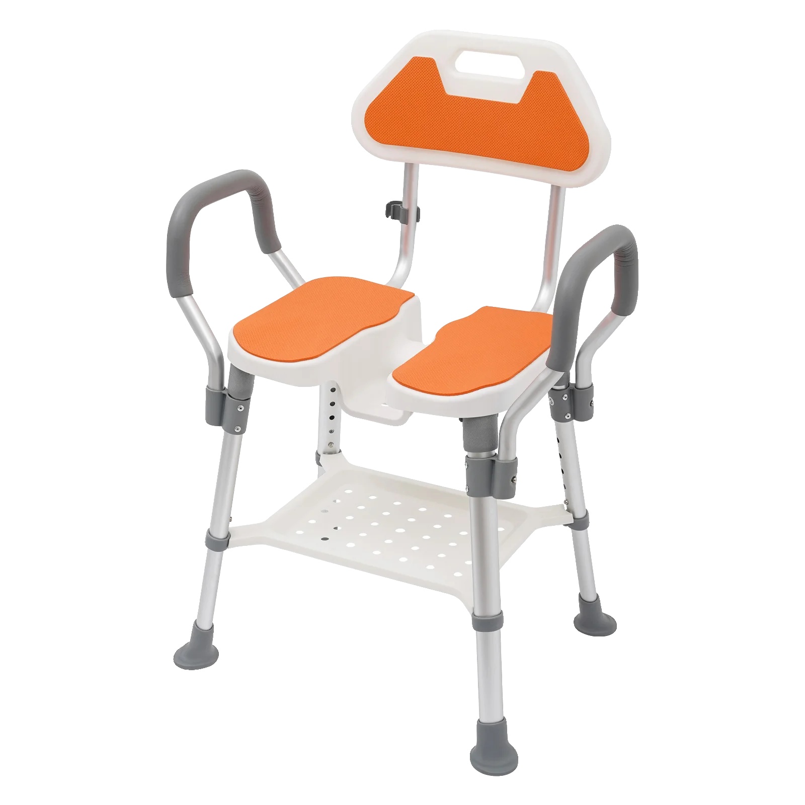 Duschstuhl, Höhenverstellbar, Mit Rückenlehne Und Armlehnen, Orange