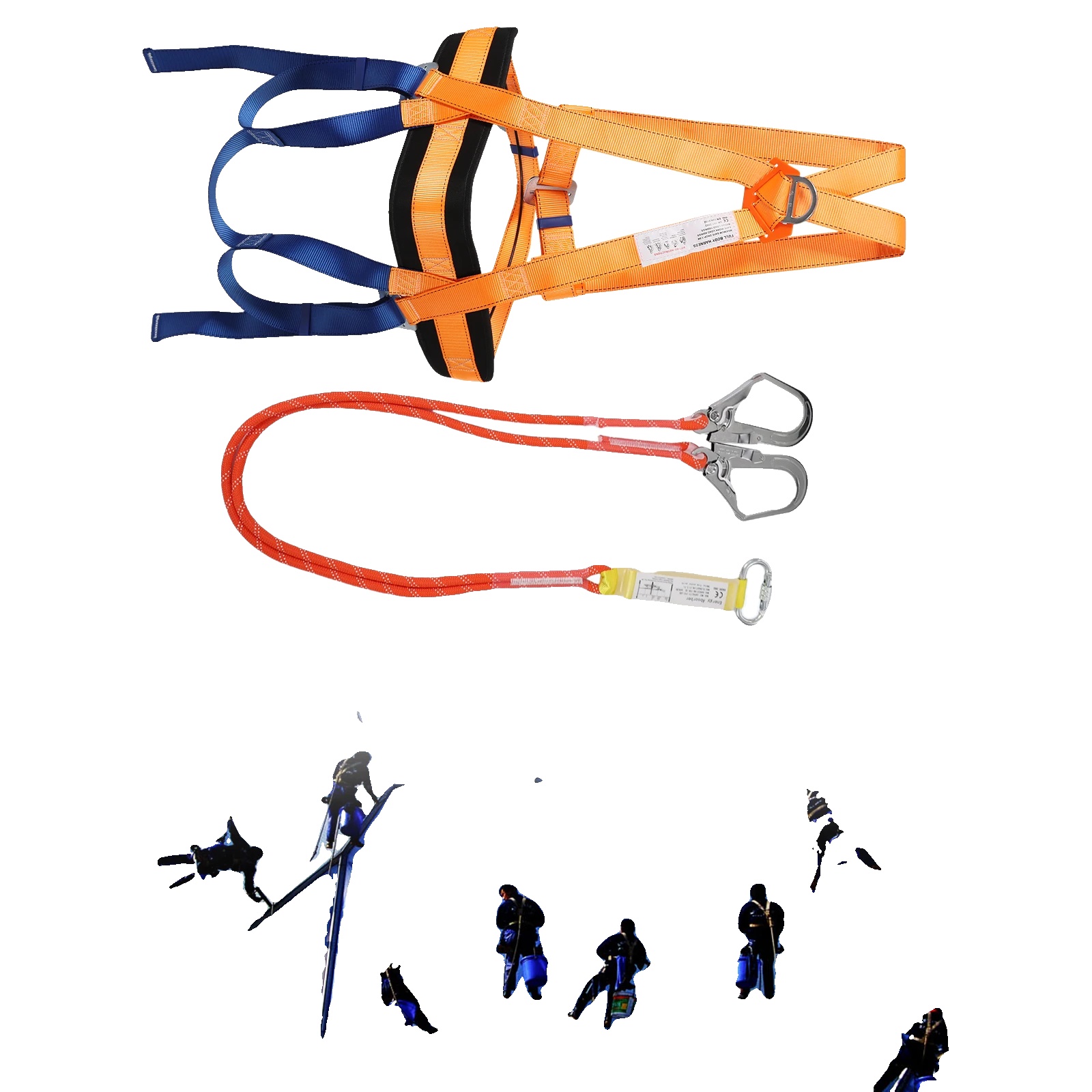 Sicherheitsgeschirr, Maximale Sichere Fallhöhe 1,8 M, Sichere Arbeitslast 800 Kg, Bruchlast 1500 Kg, Seillänge 1,2 M, Bruchlast (sicherheitsseil) 1600