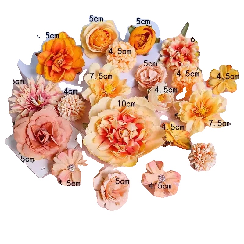 Künstliche Blumen, Seidenrosen, Innendekoration, 21 Stück Orange