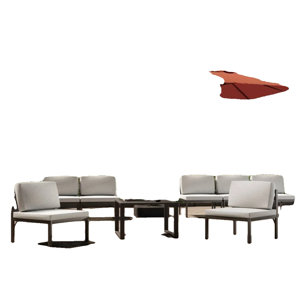 Garten-sonnenschirm, Doppelkopf-design, Höhenverstellbar, Orange