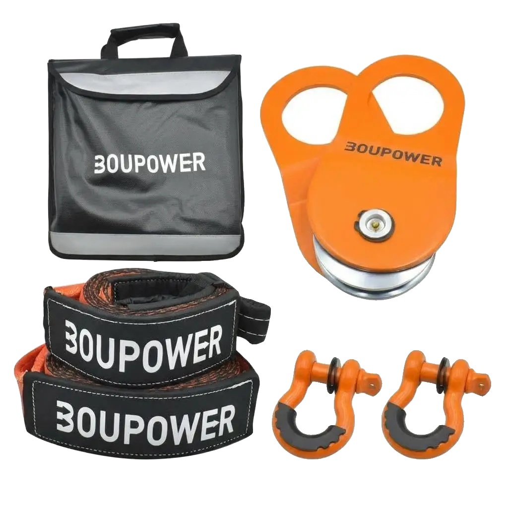 Seilblock, Strapazierfähiger Baumschutzgurt, Hochfeste Schäkel, Orange