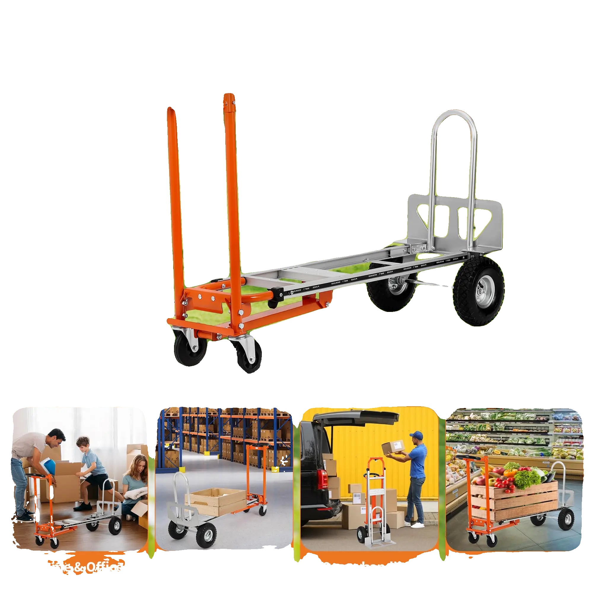 Handwagen, Aluminiumlegierung, 340 Kg Tragfähigkeit, 114,5 Cm Länge, Pannensichere Räder, Vielseitiges Design
