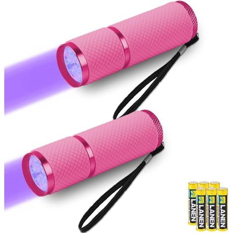 2er-pack Mini-uv-taschenlampe Mit 9 Leds Und Batterien – Urindetektor Für Hunde/katzen, Fluoreszierende Substanzen, Eingetrocknete Flecken, Falschgelderkennung, Banknotenprüfung, Bettwanzenbekämpfung