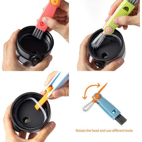 3-in-1 Reinigungsbürsten-set Für Deckel, Multifunktionswerkzeug Zur Reinigung Von Wasserflaschen, Werkzeug Für Küchenecken, 3-teilig