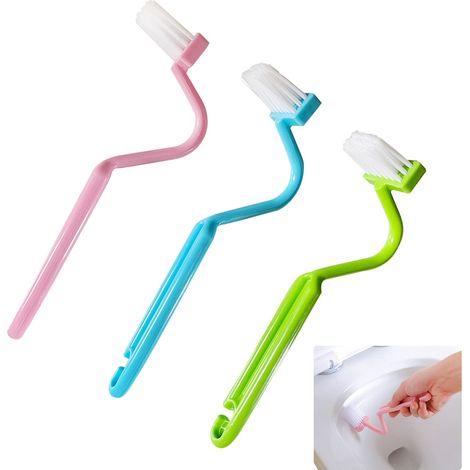 3-teiliges Set Gebogener Toilettenbürsten, Gebogene Toilettenreinigungsbürste, Zur Reinigung Von Toilettenecken, Gründliche Reinigung