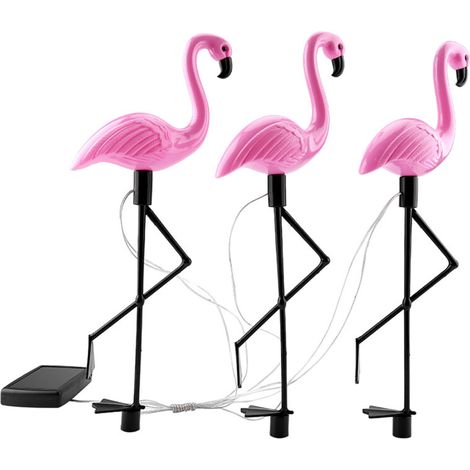 3x Solar-led-gartenstecker Flamingo-lichter Außenlampe Landschaftsbeleuchtung Rasendekoration Ornament Terrasse Einfahrt Weg Patio