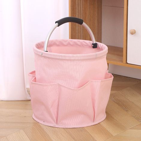 Aufbewahrungs- Und Reinigungskorb Mit Griffen (rosa) — Faltbare Aufbewahrungstasche Mit Mehreren Fächern (28 X 28 Cm) — Vielseitige Reinigungstasche, Geeignet Für Den Innen- Und Außenbereich
