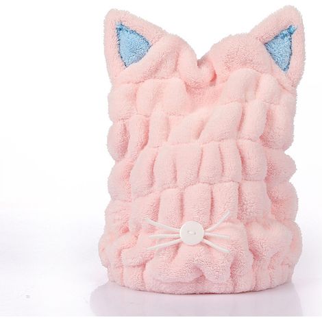 Haartrockenhandtuch (1 Stück) – Niedliches Design Mit Katzenohren, Ultra-saugfähiges Tuch, Schnelltrocknende Haube Aus Korallenvlies