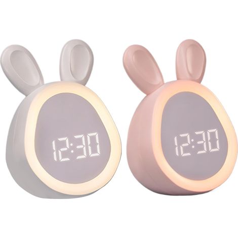 Hasen-nachtlicht Mit Digitalem Wecker, Warmem Umgebungslicht, Usb-aufladbarem Timer, Ideal Für Kinder, Perfekt Für Schlafzimmer, Nachttisch Und Schreibtisch, 8,8 X 7,4 X