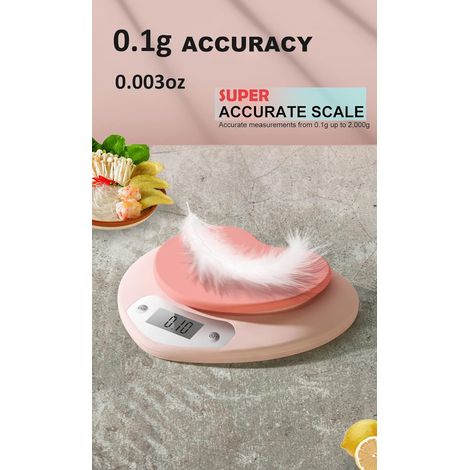Hochpräzise, Wiederaufladbare Küchenwaage – Der Ideale Partner Zum Backen Und Kochen – 3 Kg Kapazität, 0,1 G Genauigkeit, Großes Lcd-display, Tara-funktion Und Ml-einheit – (rosa 3 Kg/0,1 G)