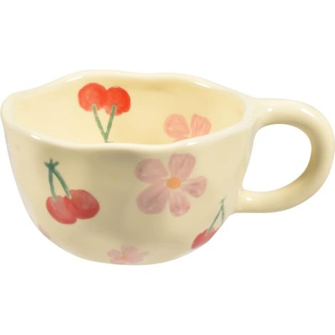 Keramik-kaffeebecher – Kreativer, Blumenförmiger Becher, Ideal Für Büro Und Zuhause – Spülmaschinen- Und Mikrowellengeeignet – 250 Ml – Milch-latte (rosa Kirsche)