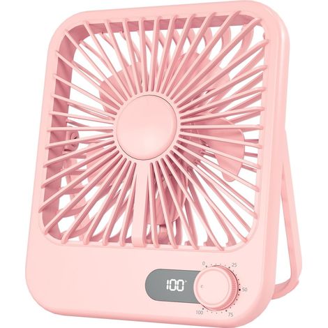 Kompakter Tischventilator Mit 100 Geschwindigkeitsstufen – Digitalanzeige – Wiederaufladbar – Ideal Für Schlafzimmer, Büro, Kreuzfahrten Und Outdoor-aktivitäten – Rosa