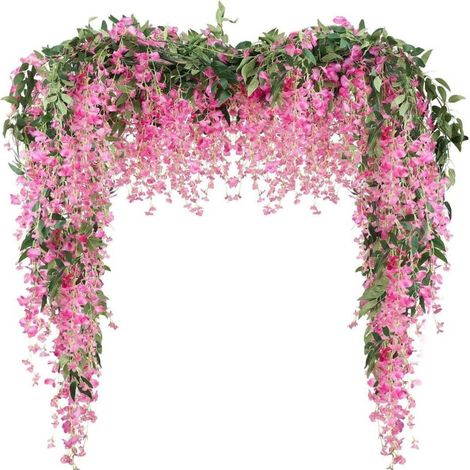 Künstlicher Glyzinienkranz, 175 Cm – Ideal Zur Wanddekoration Bei Hochzeiten, In Ballsälen, Im Freien Usw. – 1 Kranz, Rosa
