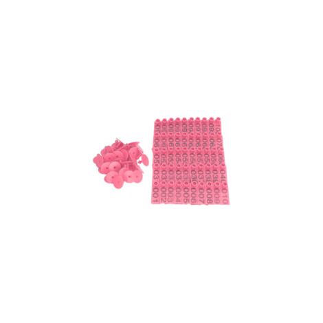 Packung Mit 100 Nummerierten Ohrmarken (1–100) Für Die Zucht – Fallschutz – Rosa