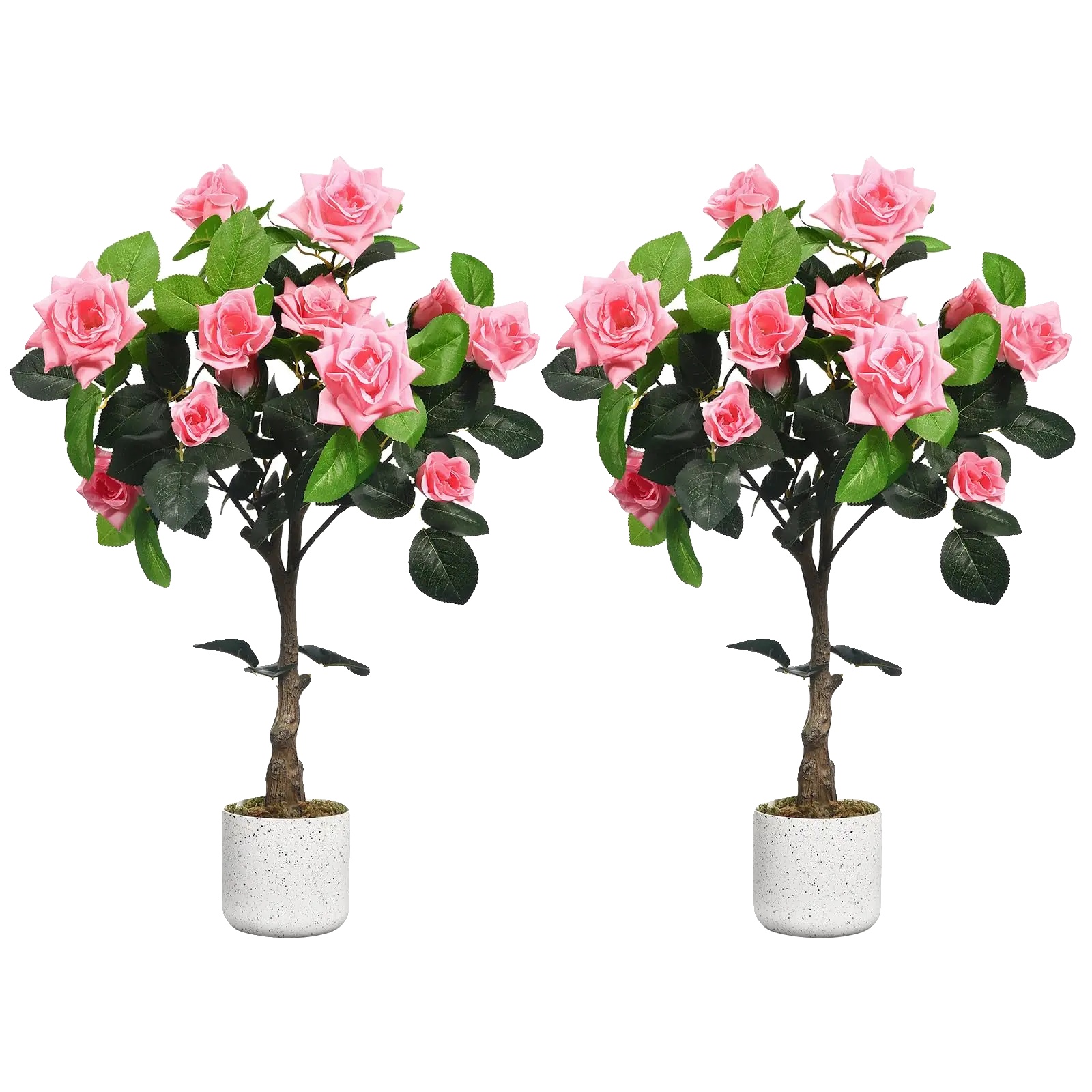 Künstlicher Rosenbaum, Realistische Blüten, Wartungsfreies Design, Rosa 75cm - 2pcs