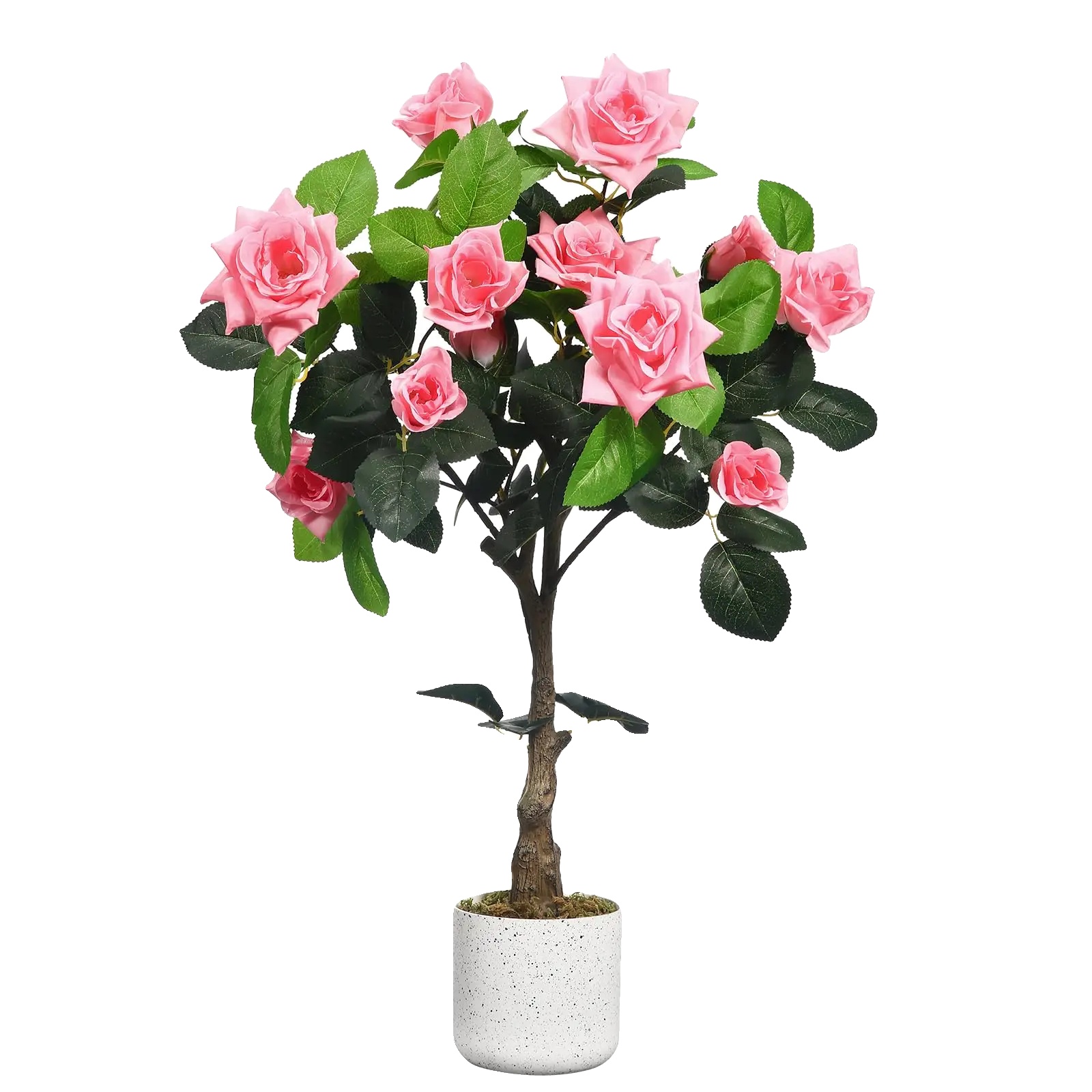 Künstlicher Rosenbaum, Realistische Blüten, Wartungsfreies Design, Rosa 75cm - 1stück