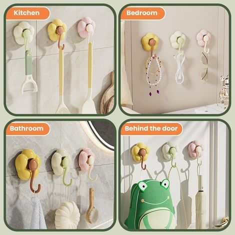 Saugnapfhaken - Set Mit 3 Blumenförmigen Kunststoffhaken Mit Saugnäpfen, Für Badezimmer, Starker Saugnapfhaken Für Blumen, Wiederverwendbare Wandhalterungen Für Küche Usw.