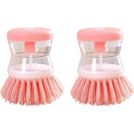 Set Mit 2 Rosa Bürsten Für Flüssigseifenspender, Ideal Für Küchenutensilien Und Kochfelder Sowie Zum Reinigen Von Obst Und Gemüse.