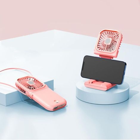 Tragbarer Ventilator, Faltbarer Usb-tischventilator, Mini-nackenventilator, Pink
