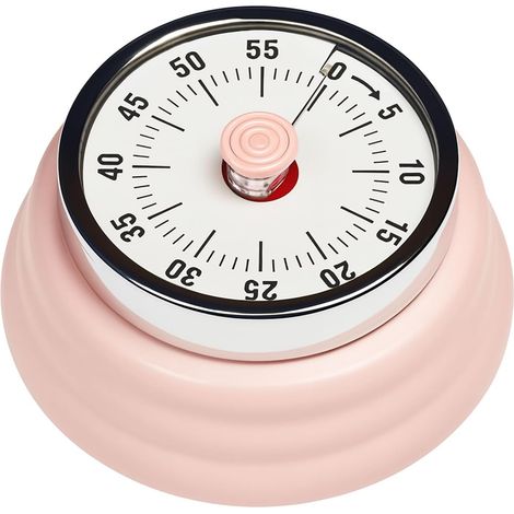 Vintage Magnetischer Küchentimer Aus Edelstahl Mit 60-minuten-countdown Und Lautem Akustischem Alarm – Rosa