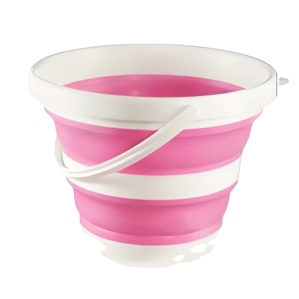 Faltbarer Eimer, Langlebiges Design, Platzsparende Aufbewahrung, Rosa-5l