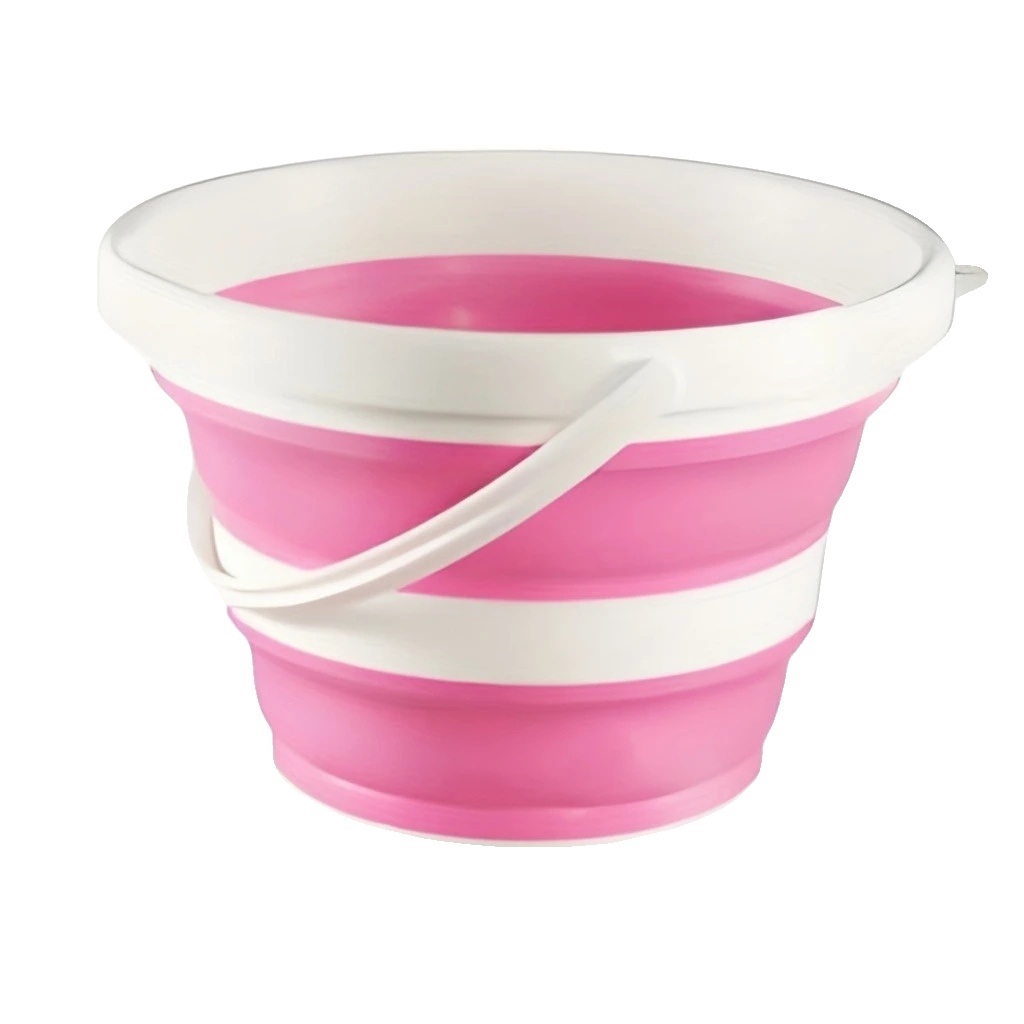 Faltbarer Eimer, Langlebiges Design, Platzsparende Aufbewahrung, Rosa-10l