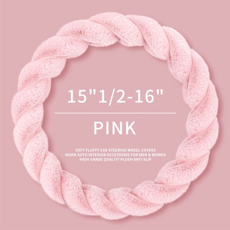 Winterlenkradbezug Für Damen (38 Cm), Weich Und Warm, Hübsches Autoaccessoire. Passend Für Jeep, Lkw, Van, F150, Universell Einsetzbar, Plüsch, Rutschfest, Rosa, Große Größe.