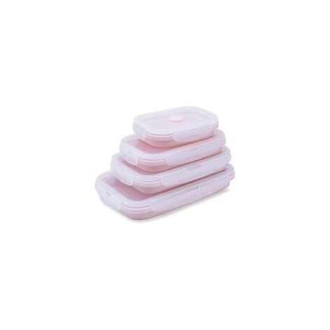 Zusammenfaltbarer Silikon-lebensmittelbehälter, Bpa-frei, Resqiedovieyose, Mit Luftdichtem Kunststoffdeckel Für Die Küche, Pink