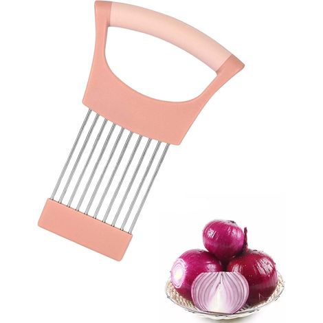 Zwiebelschneider, Zitronenschneider, Edelstahl-gemüseschneider Mit Schutzdeckel Für Äpfel, Kartoffeln, Zwiebeln, Gemüse Und Obst (rosa)