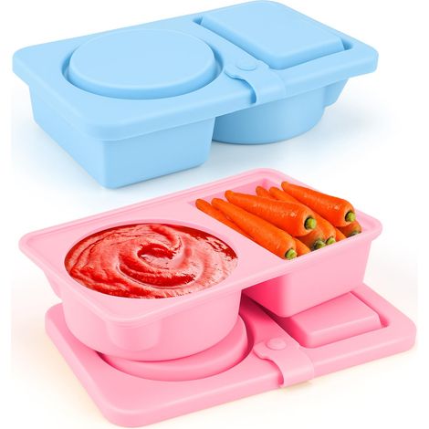 Zweiteilige Snackbehälter Mit Deckel, Kleine Zweiteilige Silikon-snackbehälter (70 + 90 Ml), Doppelwandiger Saucenbehälter Mit Deckel, Wiederverwendbare Snackbehälter