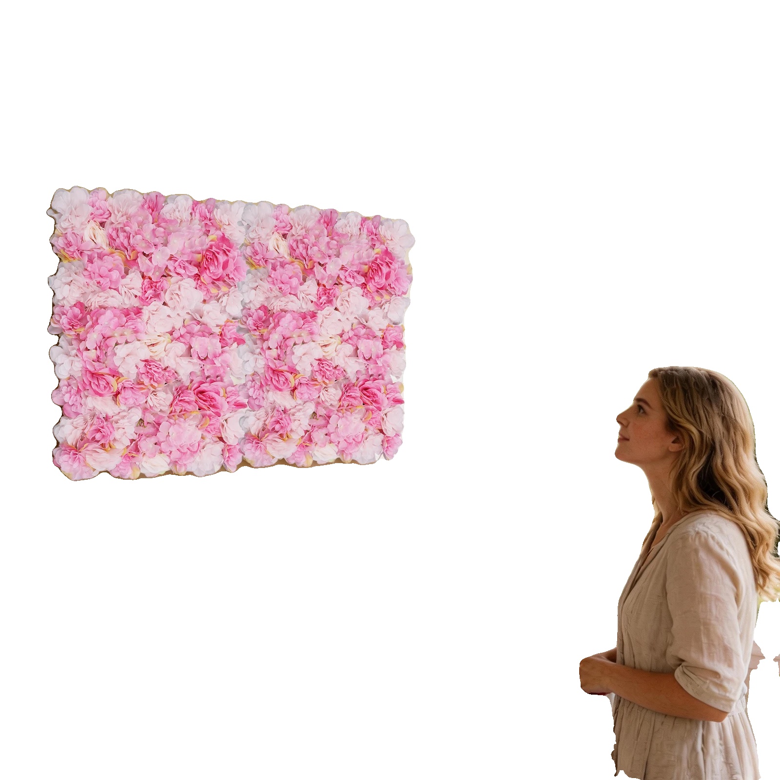 Künstliche Blumenwandpaneele, Set Von 6, Seidenstoff, 60 X 40 Cm, Innen-/außenbereich, Dahlien Und Rosen