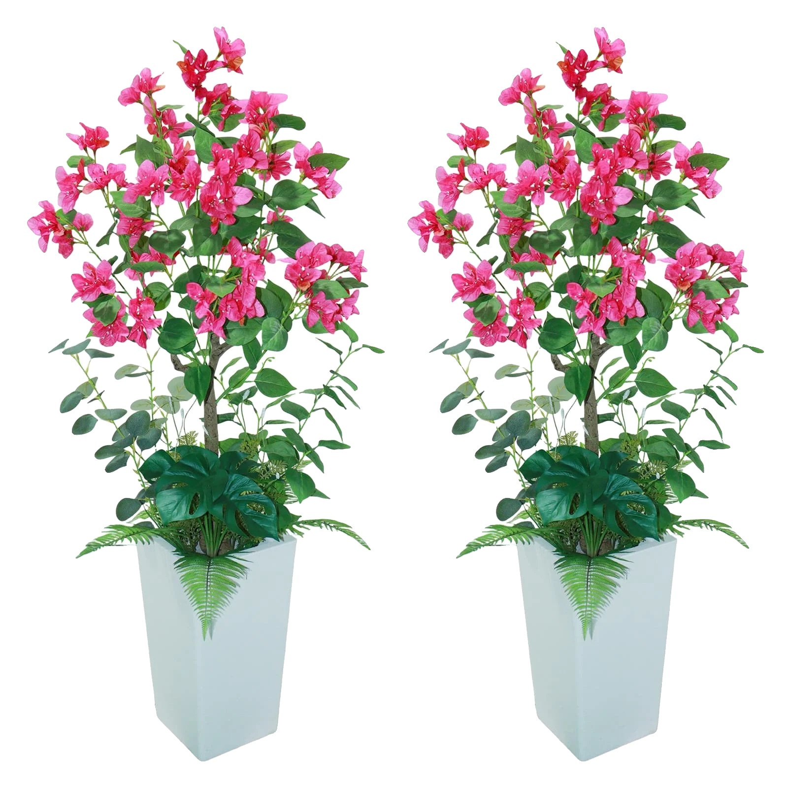 Künstliche Bougainvillea-pflanze, 120 Cm Höhe, Uv-beständiger Kunstseide, 2 Stück, Bodenplatzierung, Einfache Montage