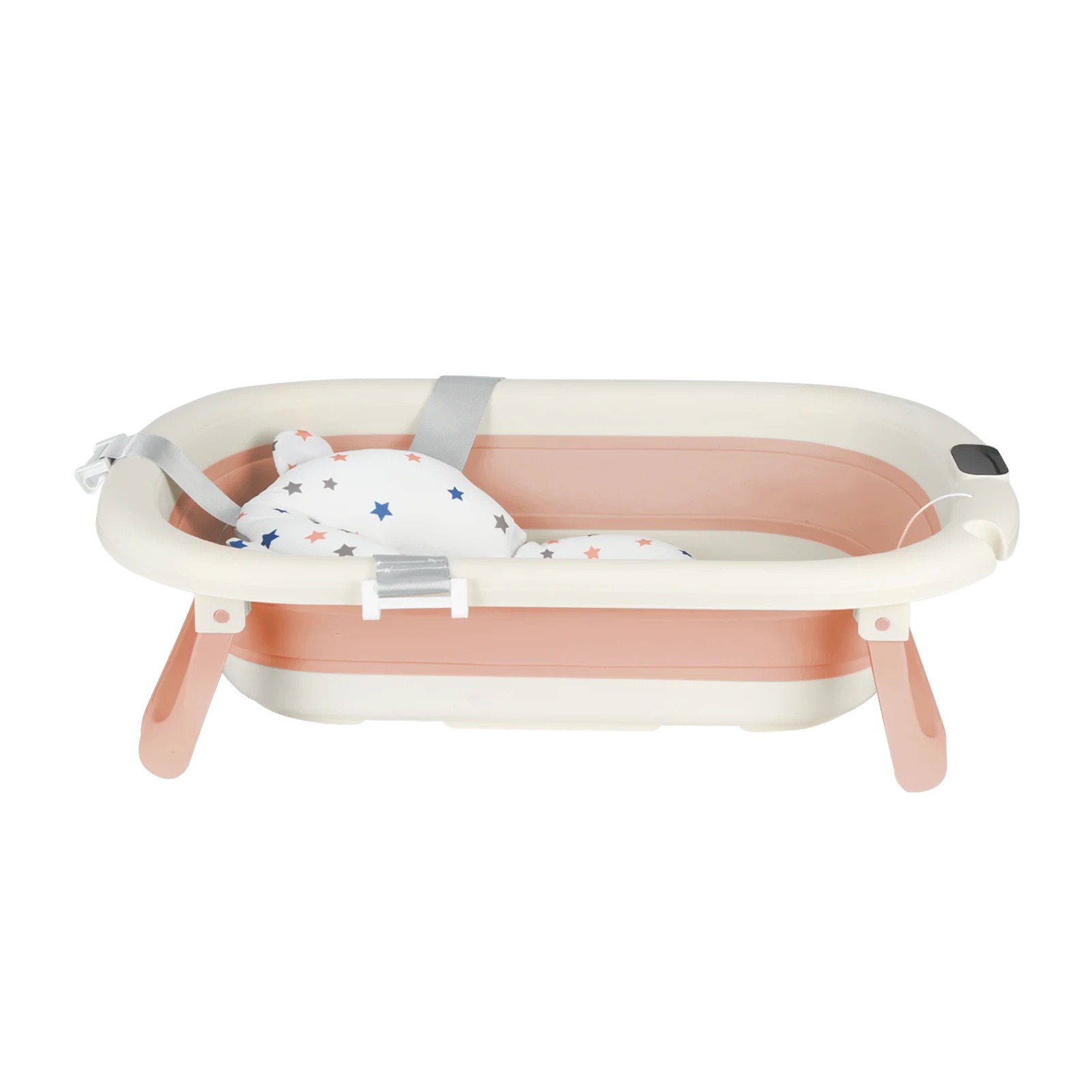 Babybadewanne, Weiches Badkissen, Integriertes Thermometer, Rosa