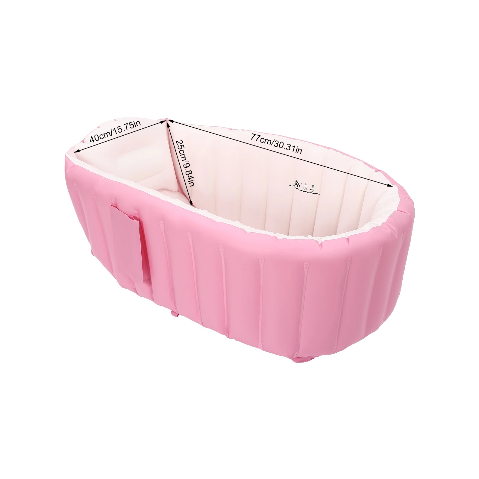 Aufblasbare Babybadewanne, Einfache Einrichtung, Platzsparendes Design, Rosa