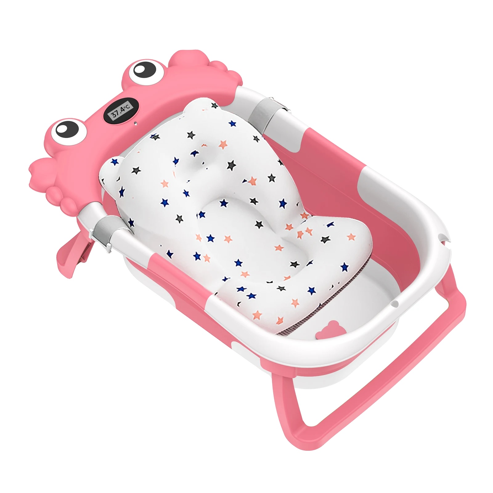 Babybadewanne, Echtzeit-temperaturüberwachung, Platzsparendes Design, Rosa