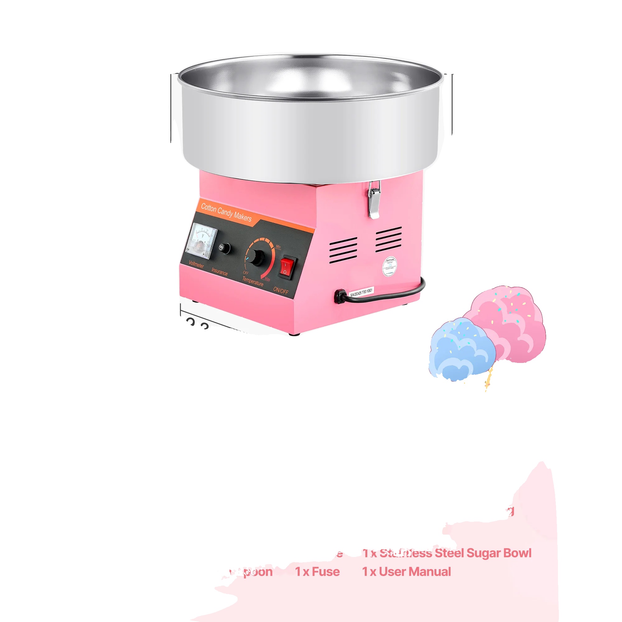 Zuckerwattemaschine, Einfache Bedienung, Überhitzungsschutz, Rosa