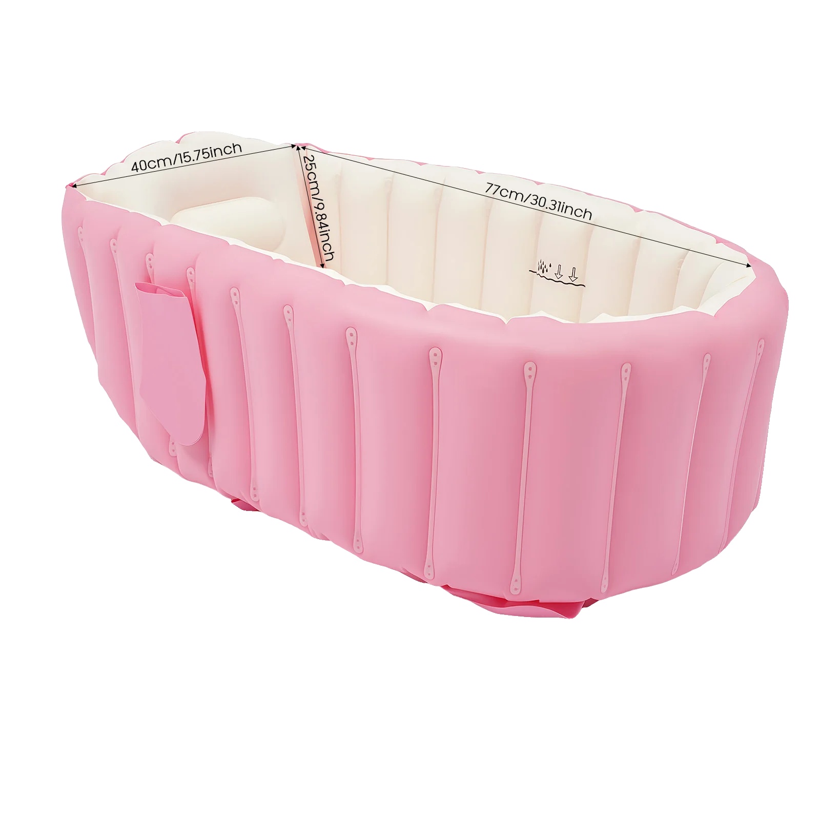 Aufblasbare Babybadewanne, Umweltfreundliches Pvc, Tragbares Design, Rosa