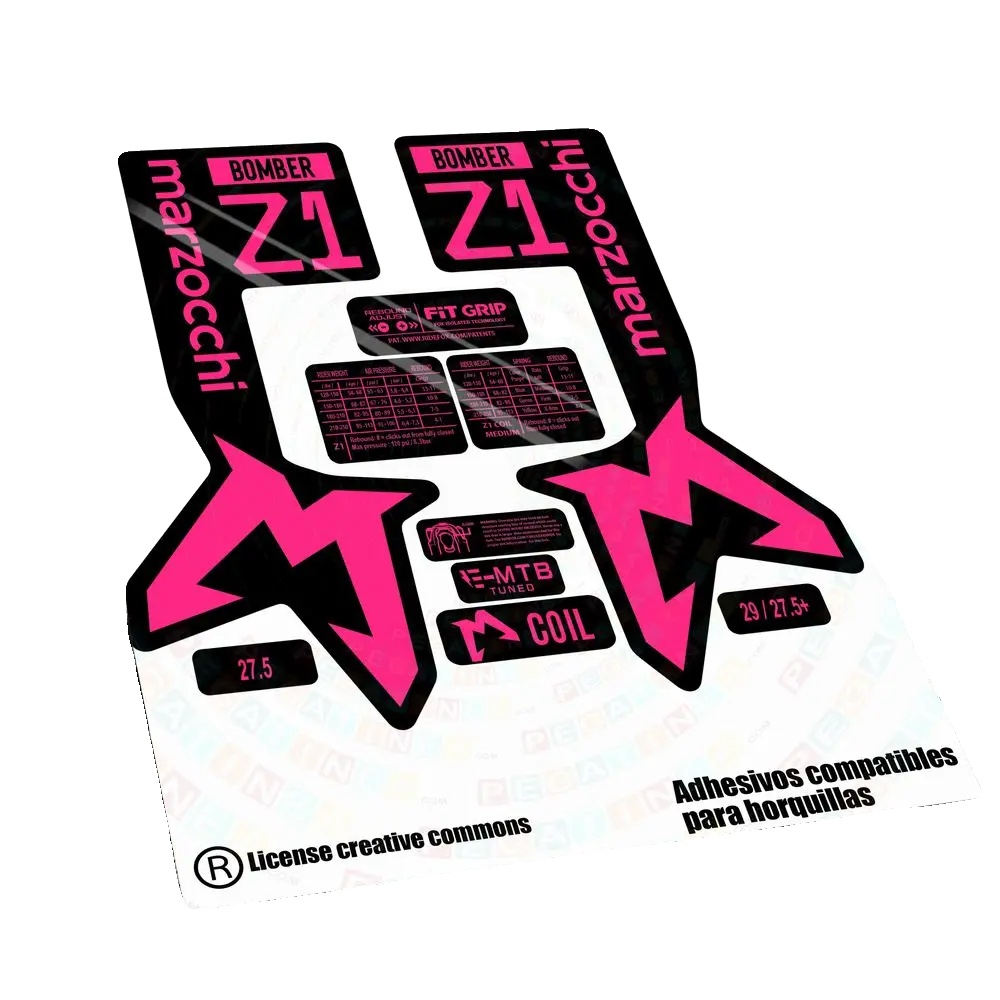Aufkleber, Hochwertiges Vinyl, Kompatibel Mit Marzocchi Bomber Z1 2024, Pink Fluor