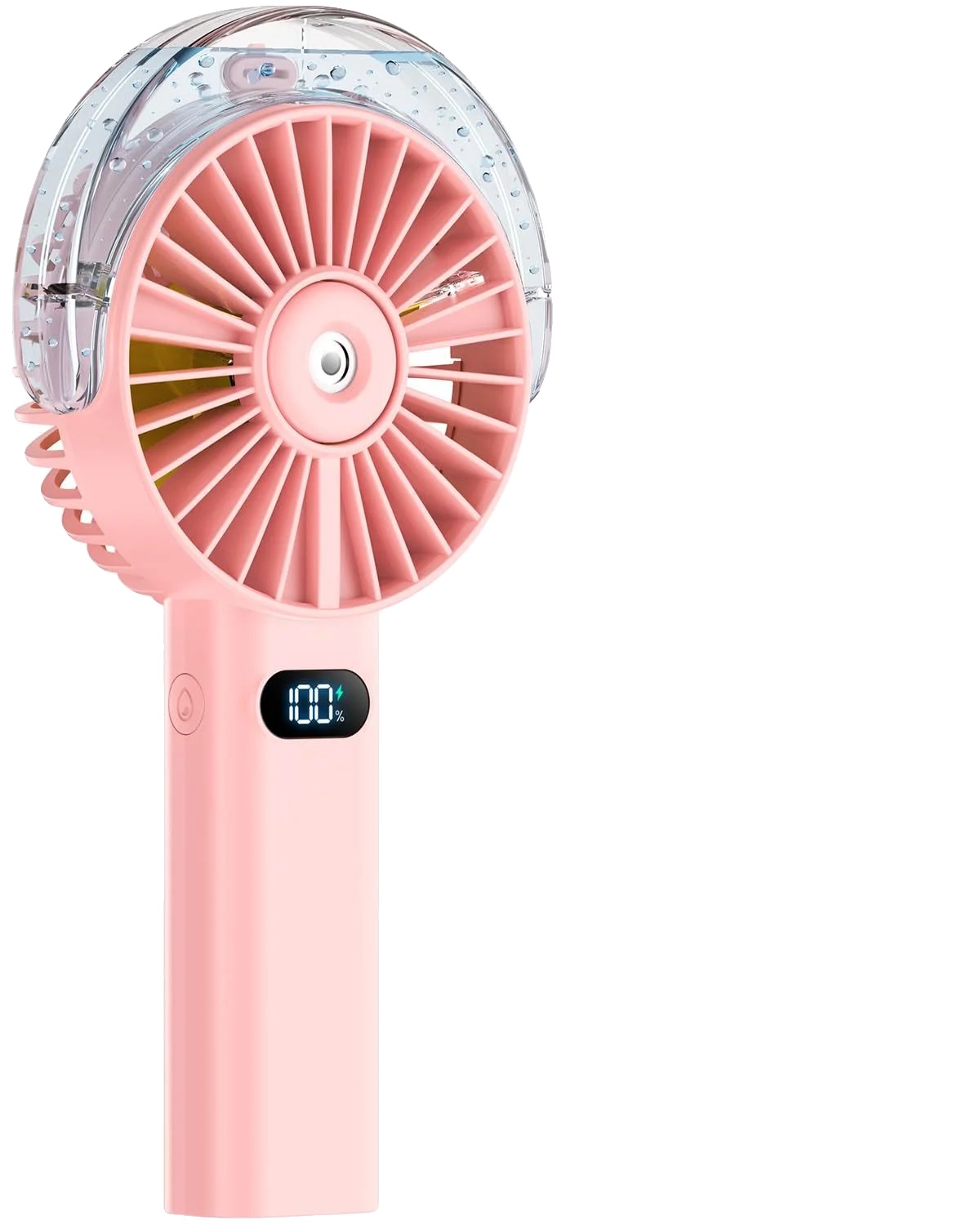 Handheld Mini Ventilator, Hochgeschwindigkeitskühlung, Wiederaufladbare Nebelfunktion, Rosa