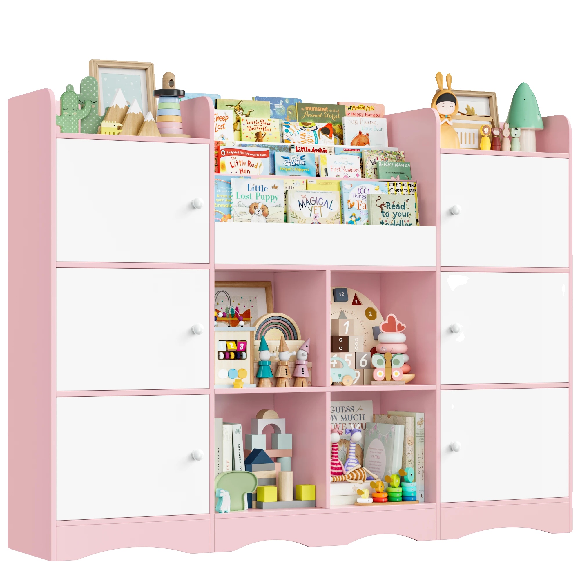 Spielzeugaufbewahrungseinheit, Mehrere Fächer, Kinderfreundliches Design, Rosa