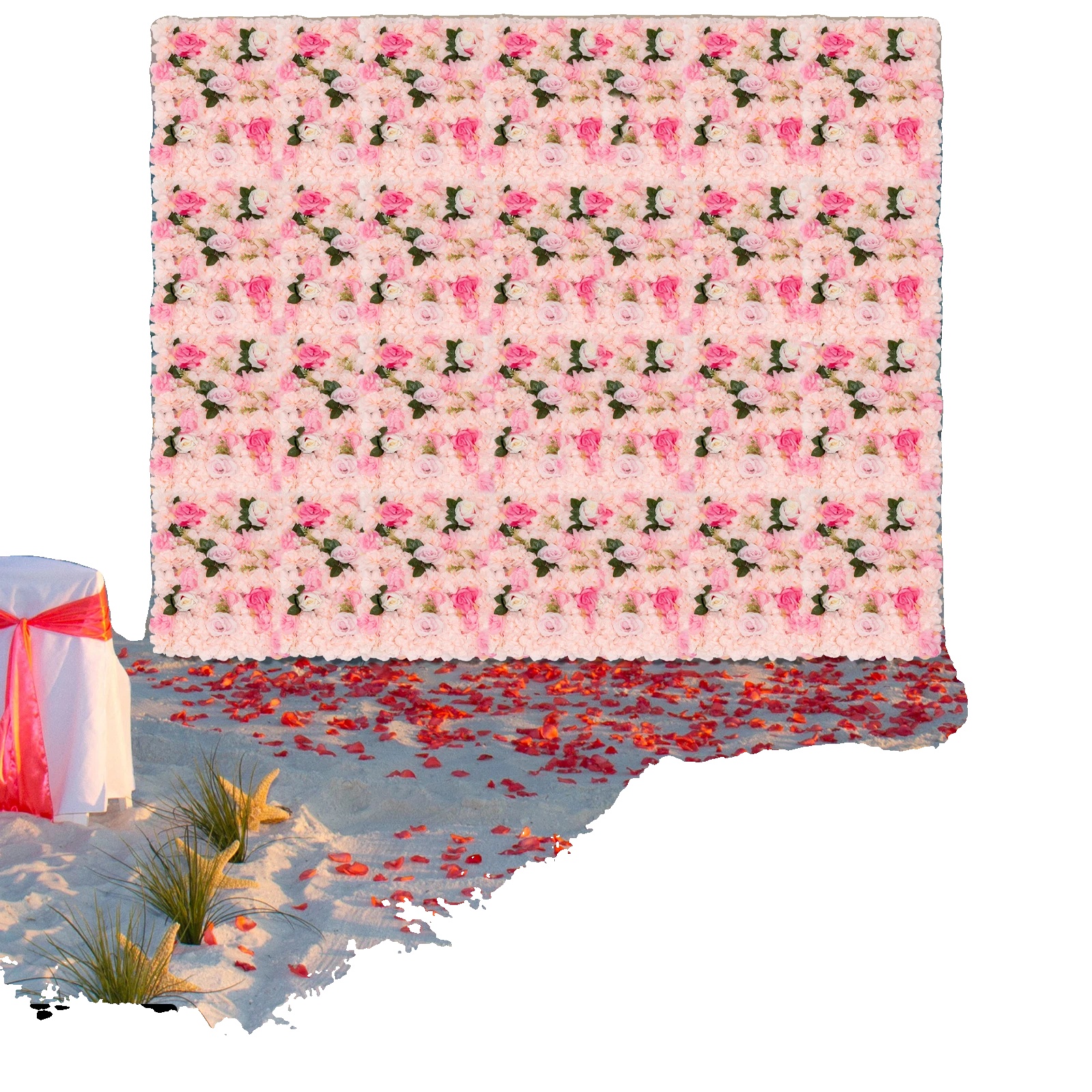 Künstliches Blumenwandpaneel, Lebensechtes Design, Vielseitige Verwendung, Rosa