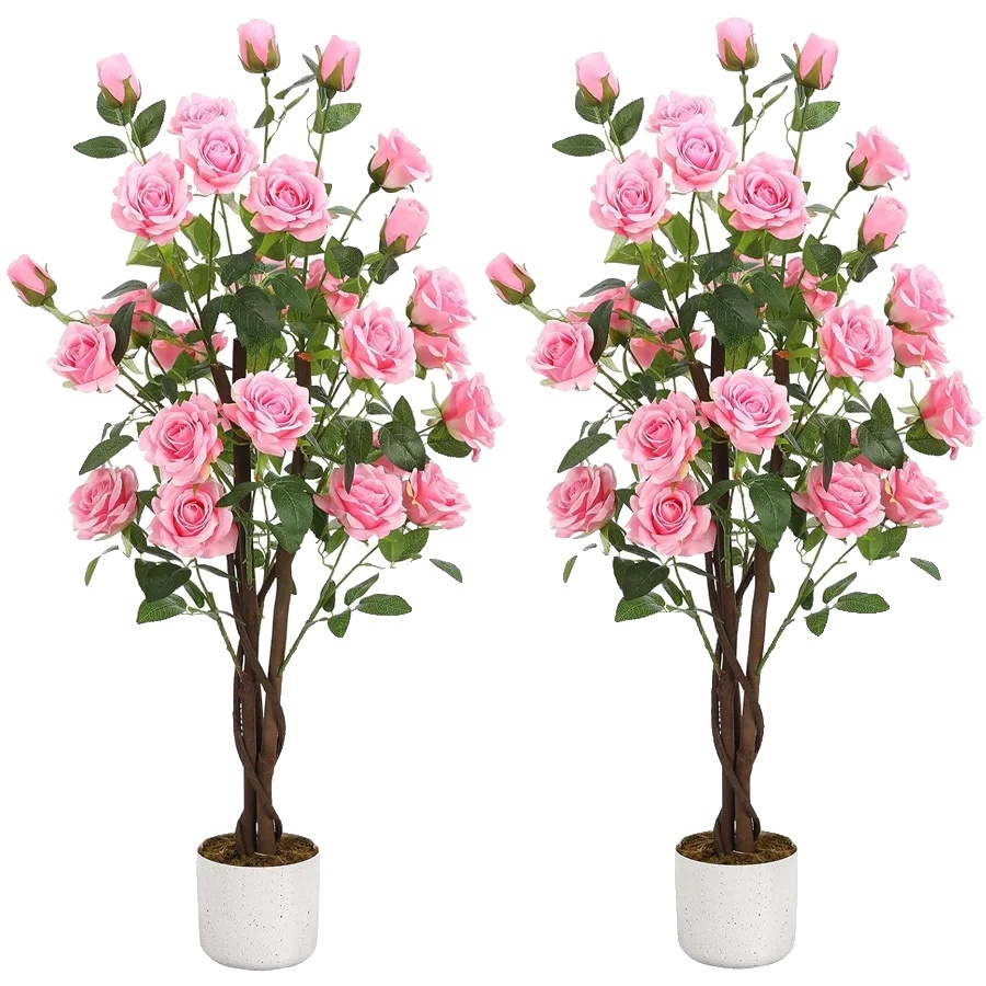 Künstlicher Rosenbaum, Realistisches Design, Pflegeleicht, 105cm