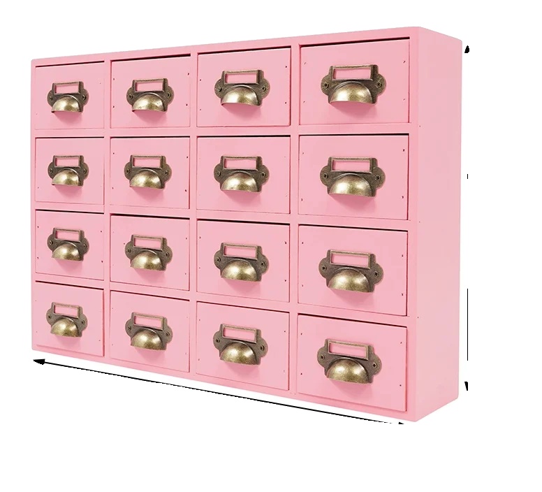 Aufbewahrungsschrank, Vintage-design, 16 Fächer, Rosa