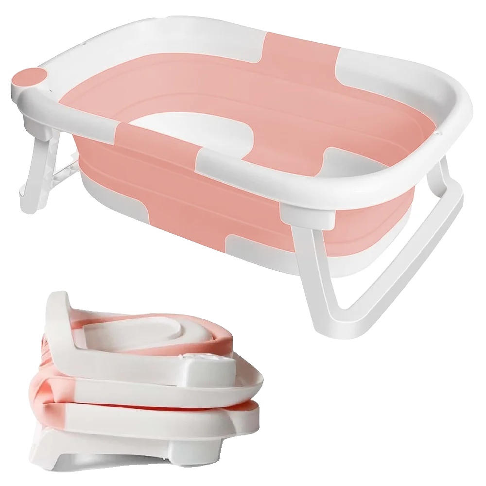 Babybadewanne, Faltbares Design, Sicherheits-temperaturanzeige, Rosa
