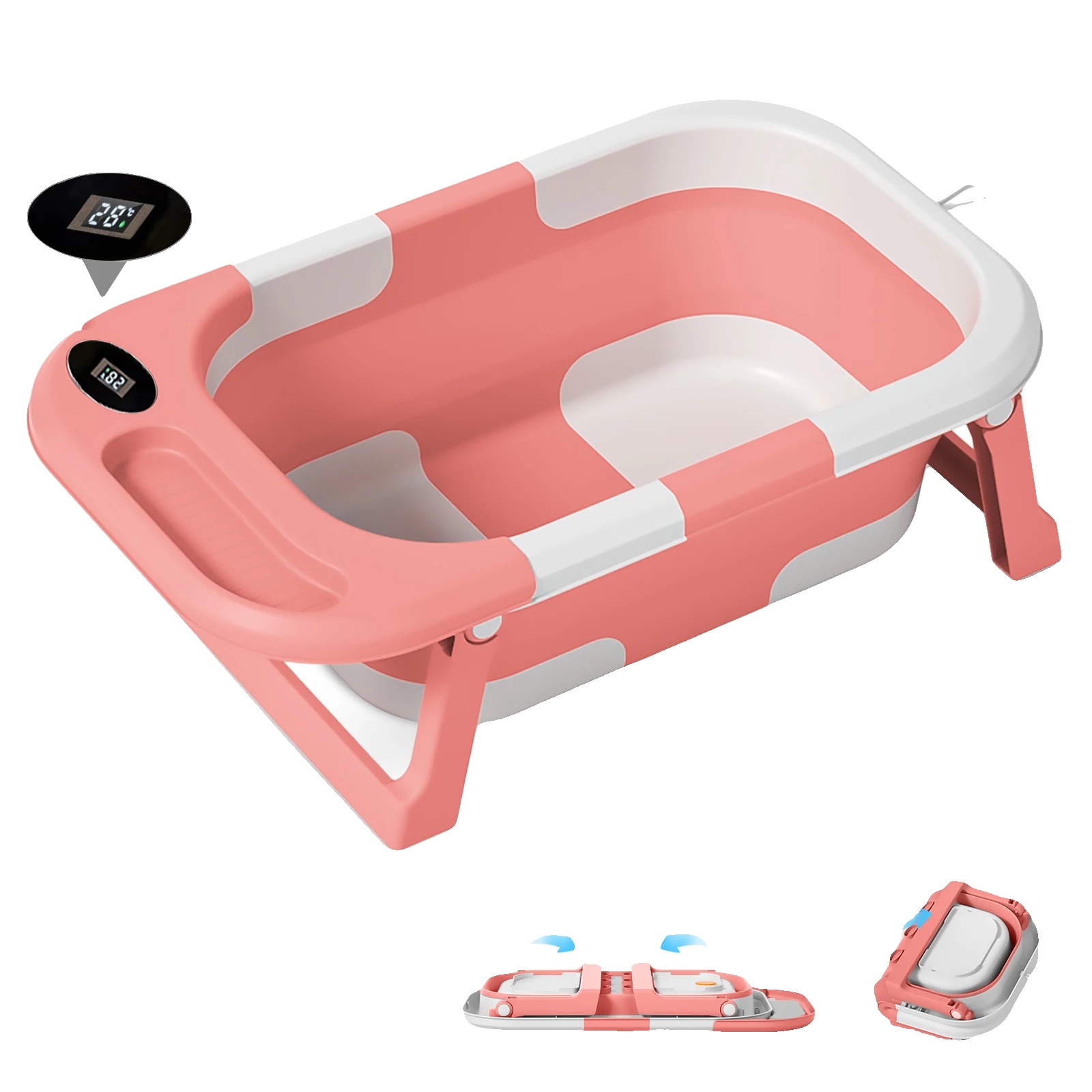 Babybadewanne, Zusammenklappbares Design, Rutschfeste Eigenschaften, Rosa