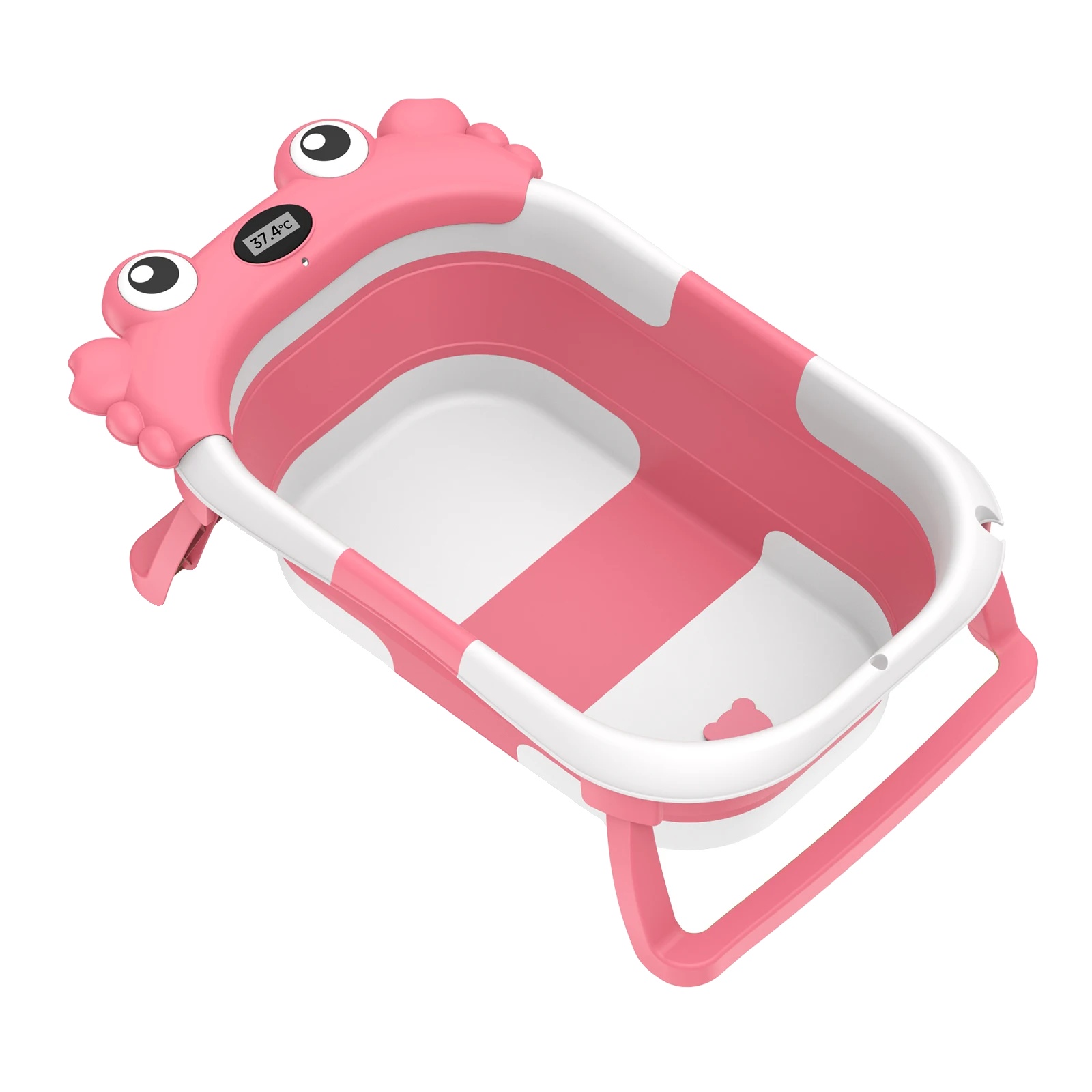 Babybadewanne, Zusammenklappbares Design, Echtzeit-temperaturüberwachung, Rosa