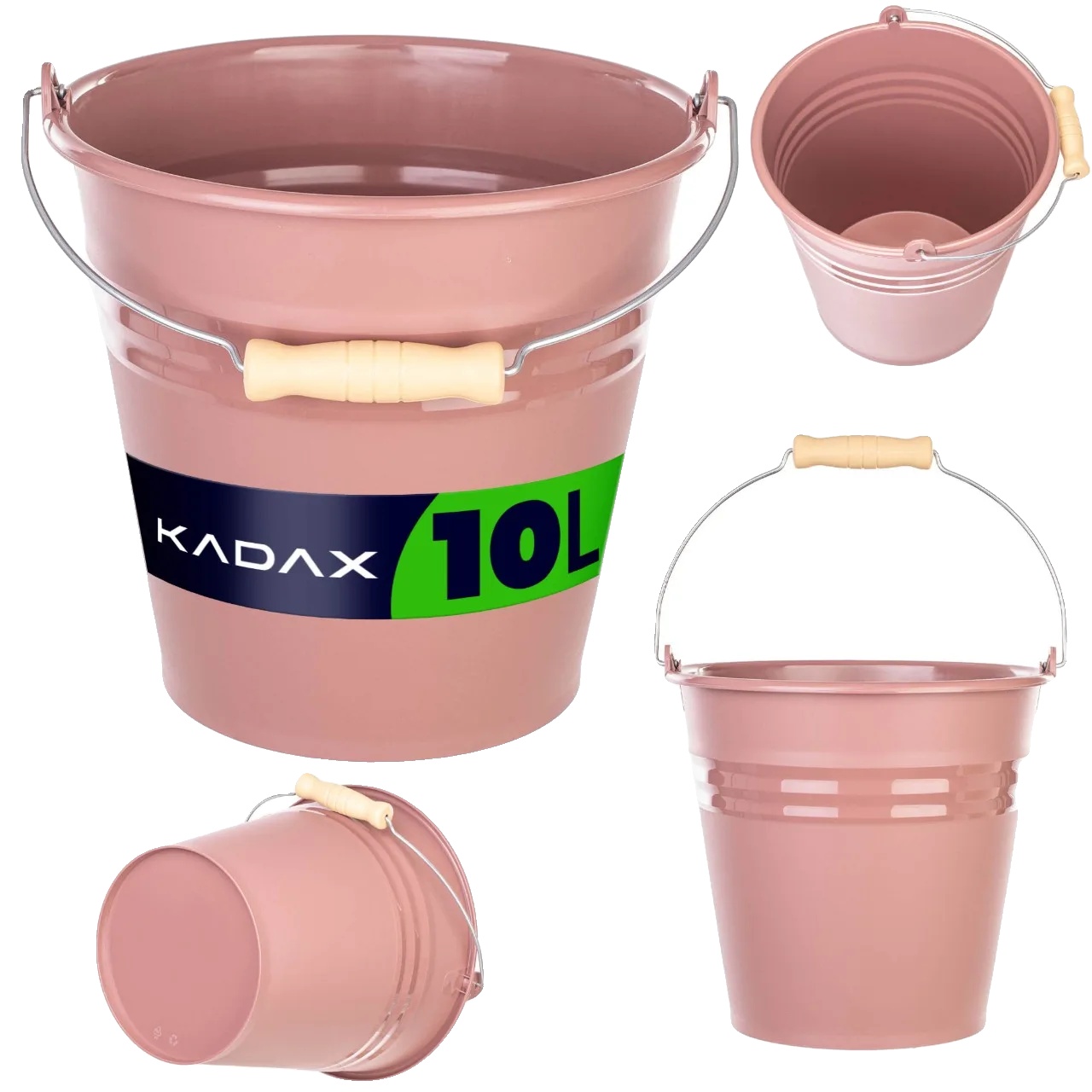 Eimer, 10l Kapazität, Ergonomischer Metallgriff, Rosa